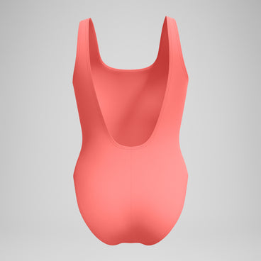 Women's Textured Deep U-Back Swimsuit Coral