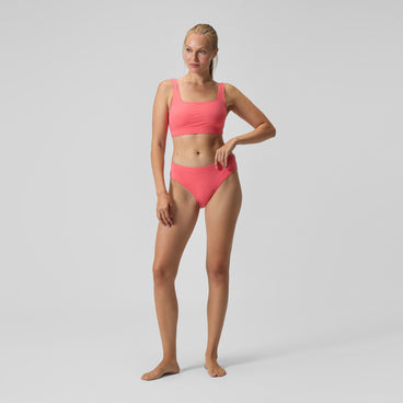 Women's Textured Deep U-Back Bikini Coral