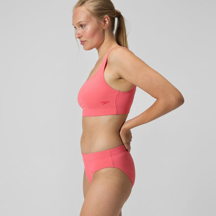 Women's Textured Deep U-Back Bikini Coral