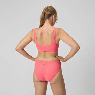 Women's Textured Deep U-Back Bikini Coral