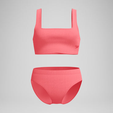 Women's Textured Deep U-Back Bikini Coral