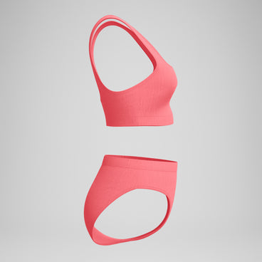 Women's Textured Deep U-Back Bikini Coral