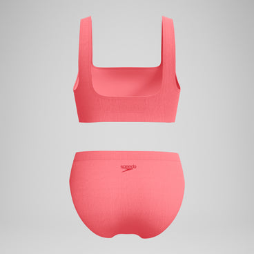 Women's Textured Deep U-Back Bikini Coral