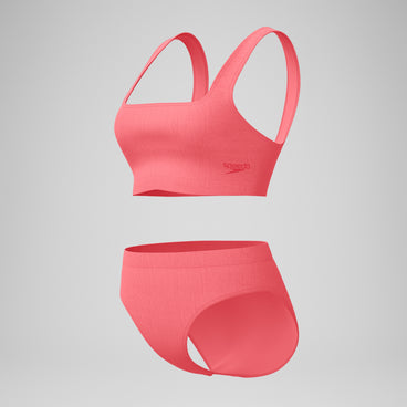 Women's Textured Deep U-Back Bikini Coral