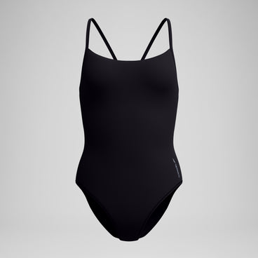 Women's Solid Racerback Swimsuit Black/White