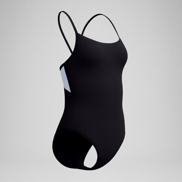 Women's Solid Racerback Swimsuit Black/White