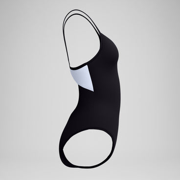 Women's Solid Racerback Swimsuit Black/White