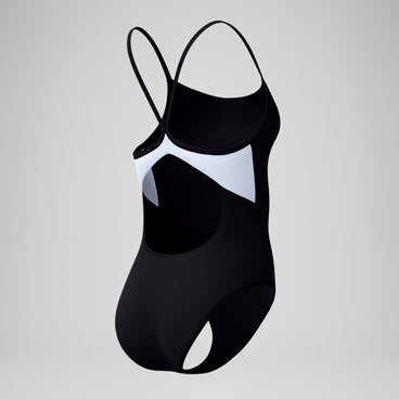 Women's Solid Racerback Swimsuit Black/White