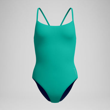 Women's Solid Racerback Swimsuit Teal/Navy