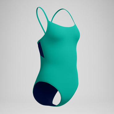 Women's Solid Racerback Swimsuit Teal/Navy