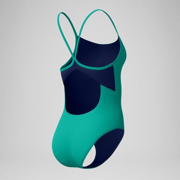 Women's Solid Racerback Swimsuit Teal/Navy