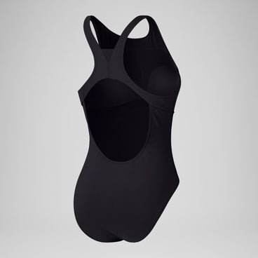 Women's Solid High Neck One Piece Black