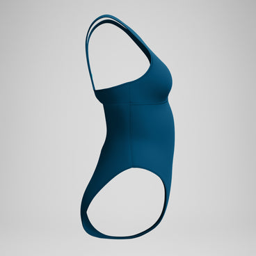 Women's Solid Highneck Swimsuit Dark Teal