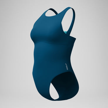 Women's Solid Highneck Swimsuit Dark Teal