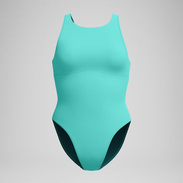 Women's Solid Highneck One Piece Turquoise
