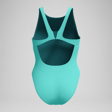 Women's Solid Highneck One Piece Turquoise