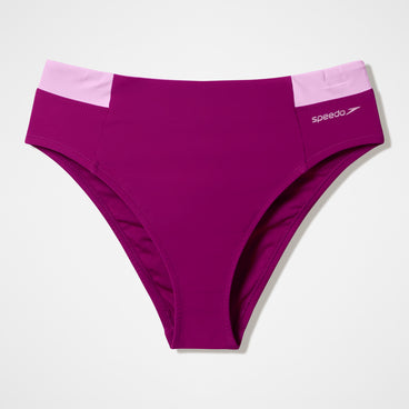 Women's Colorblock High Waist Bikini Bottoms Dark Pink