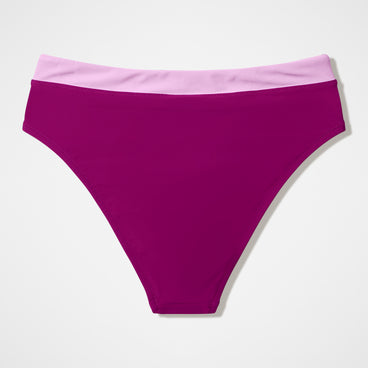 Women's Colorblock High Waist Bikini Bottoms Dark Pink