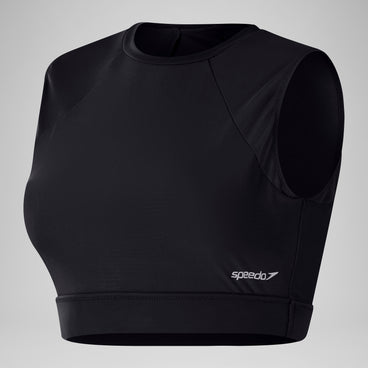 Women's Mesh Solid Crop Top Black