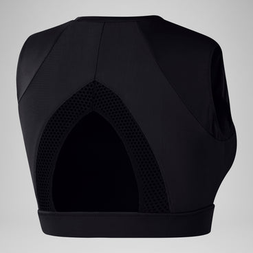 Women's Mesh Solid Crop Top Black