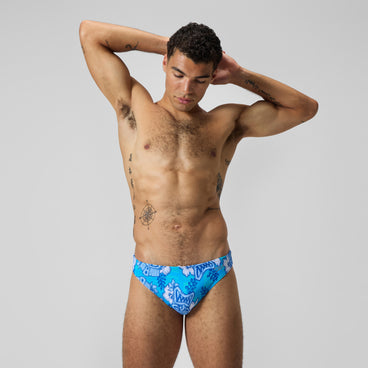 Men's Print Beachstar Brief Light Blue/White