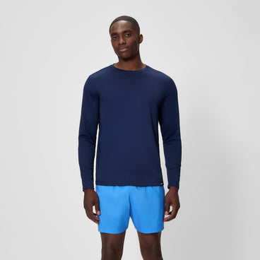 Men's Long Sleeve Graphic Swim Shirt Navy/Red