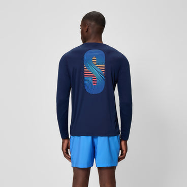 Men's Long Sleeve Graphic Swim Shirt Navy/Red
