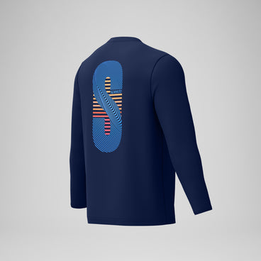 Men's Long Sleeve Graphic Swim Shirt Navy/Red