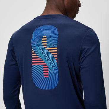 Men's Long Sleeve Graphic Swim Shirt Navy/Red