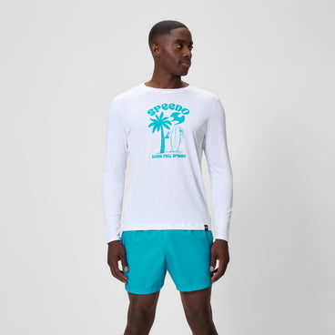 Men's Long Sleeve Graphic Swim Shirt White/Blue