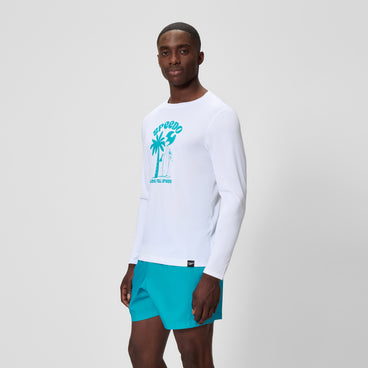 Men's Long Sleeve Graphic Swim Shirt White/Blue