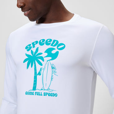 Men's Long Sleeve Graphic Swim Shirt White/Blue