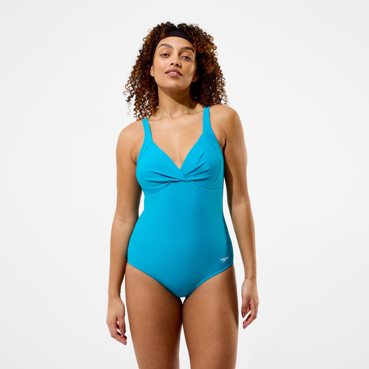 Women's Solid Cross Knot Swimsuit Blue