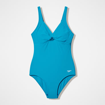 Women's Solid Cross Knot Swimsuit Blue