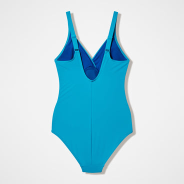 Women's Solid Cross Knot Swimsuit Blue