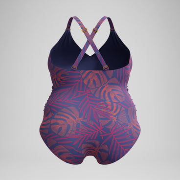 Women's Plus Size Shaping V Neck Swimsuit Pink/Orange