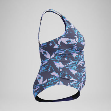 Women's Plus Size Shaping V Neck Swimsuit Grey/Blue