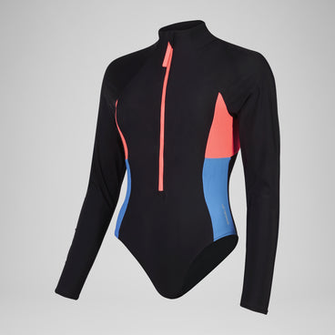 Women's Long Sleeve Zip One Piece Black