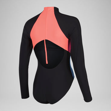 Women's Long Sleeve Zip One Piece Black