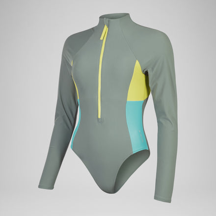 Women's Long Sleeve Zip One Piece Green