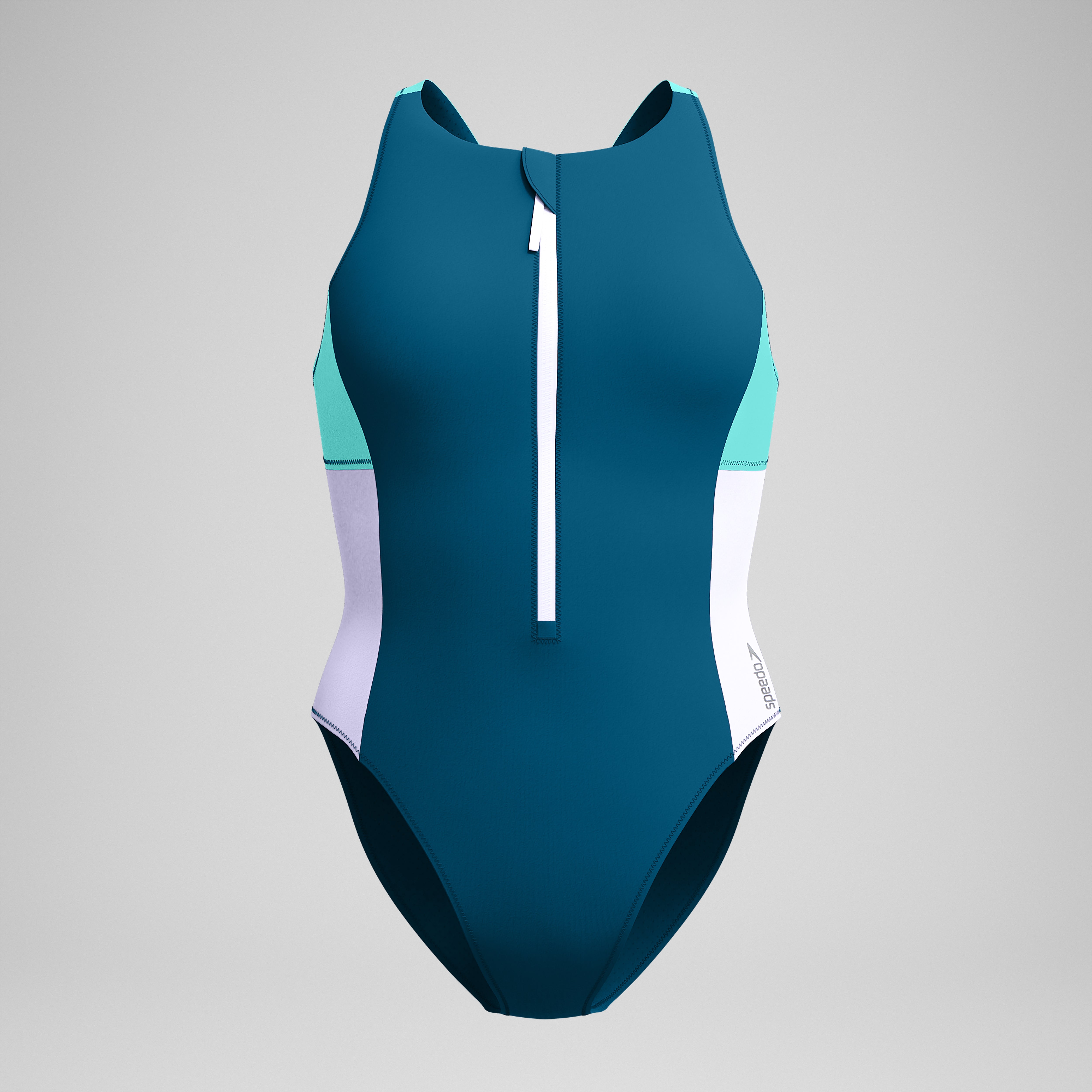 Women's Zip One Piece Blue/Green | Speedo