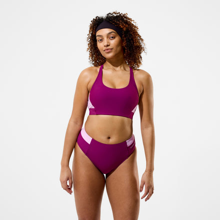 Women's Colorblock Bikini Top Dark Pink