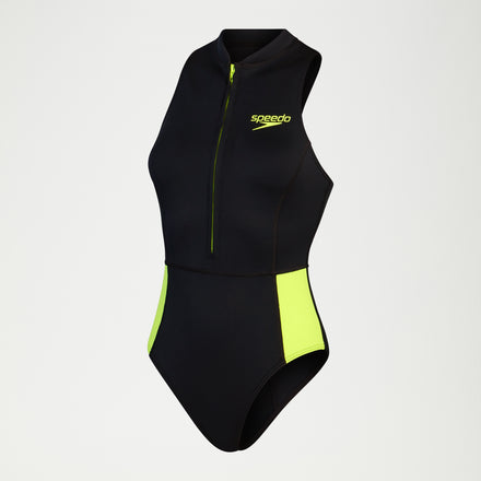 Women's Sleeveless Thermal Swimsuit Black/Yellow