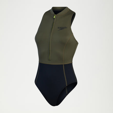 Women's Sleeveless Thermal Swimsuit Black/Green