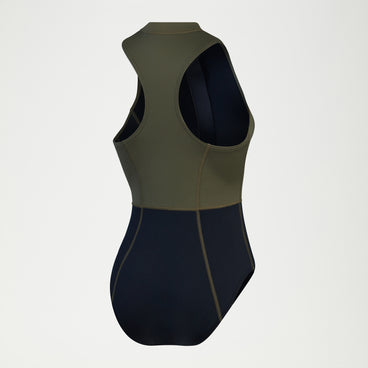 Women's Sleeveless Thermal Swimsuit Black/Green