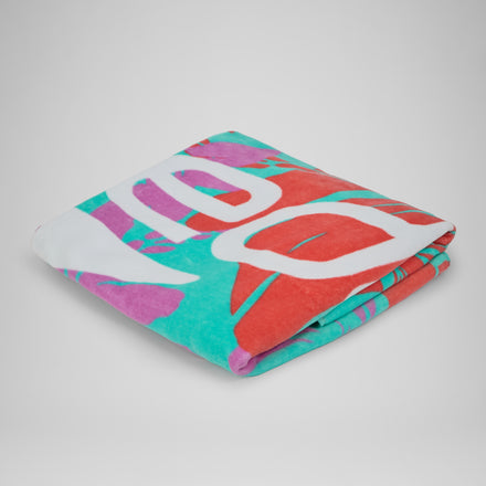 Printed Beach Towel Turquoise/Pink