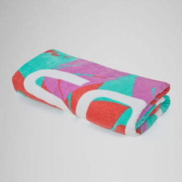 Printed Beach Towel Turquoise/Pink