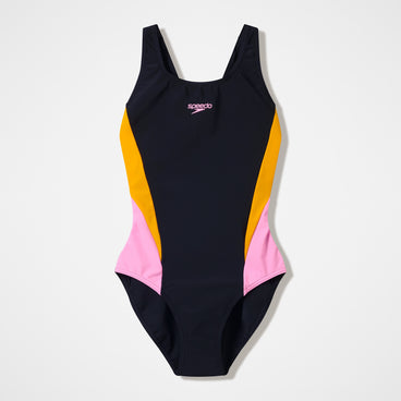 Women's Colourblock Muscleback Swimsuit Black/Peach