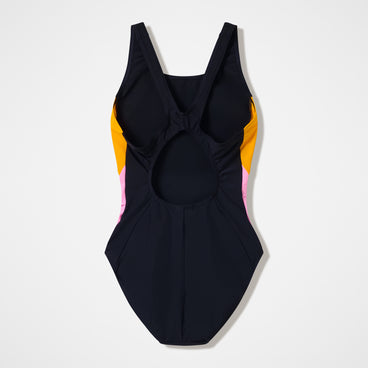 Women's Colourblock Muscleback Swimsuit Black/Peach