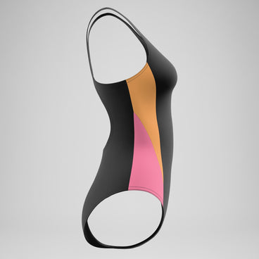 Women's Colourblock Muscleback Swimsuit Black/Peach